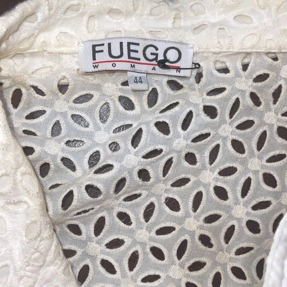 Fuego cotton eyelet embroidered white 3/4 sleeve jacket IT44 US8 - Picture 9 of 14